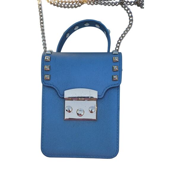 Fashionable Faux Leather Phone Crossbody with Studs Chain Strap Phone Purse Gray - Picture 7 of 7